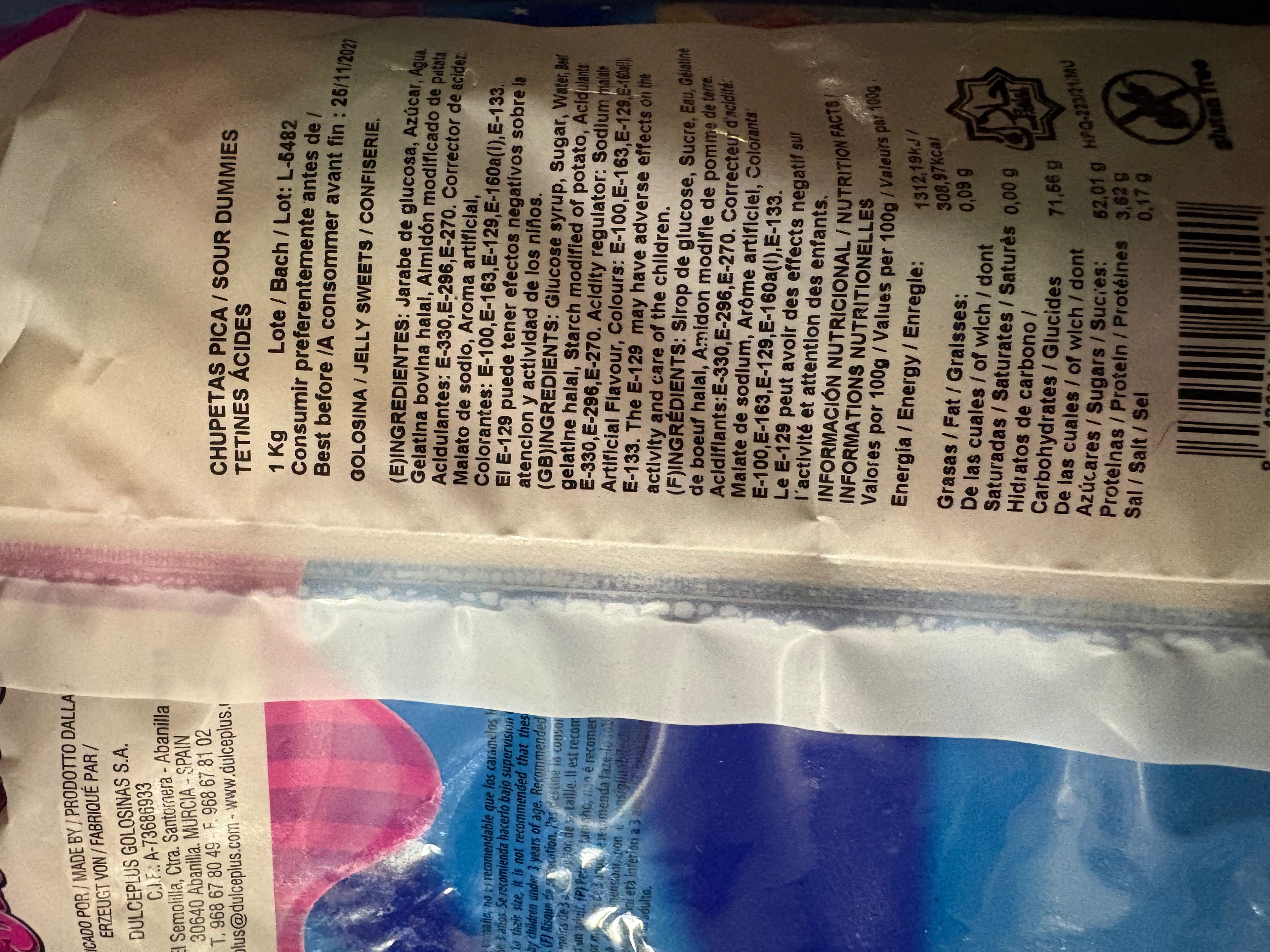 Tétine tropical. Bonbon gélifié 100g